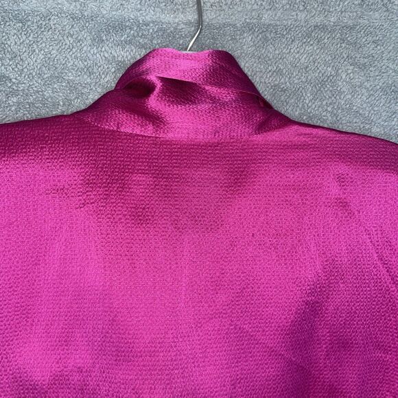 Chico's Shirt Womens Large Pink 100% Silk Blouse Button Up Classy Polished Chic - Picture 13 of 13